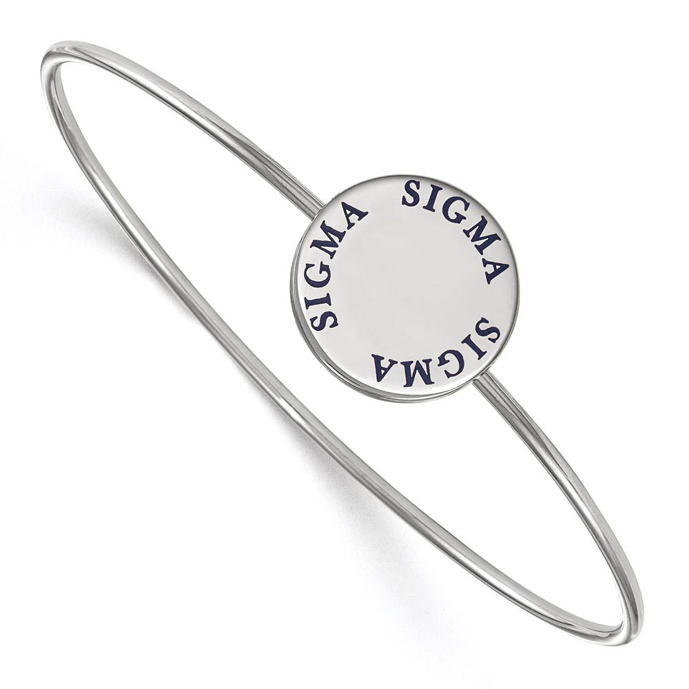 Sterling Silver Sigma Sigma Sigma Enamel Blue Letters Bangle - 7 in., Item B15296 by The Black Bow Jewelry Co.