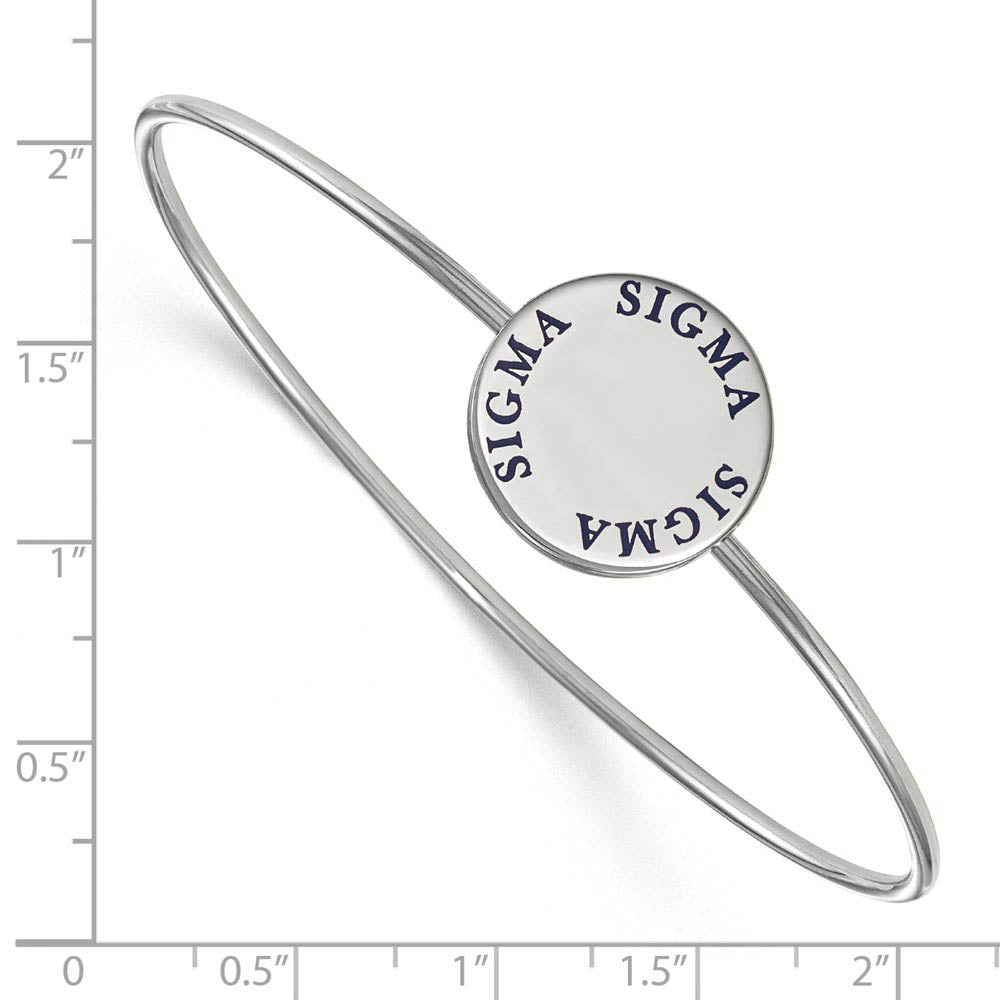 Alternate view of the Sterling Silver Sigma Sigma Sigma Enamel Blue Letters Bangle - 7 in. by The Black Bow Jewelry Co.