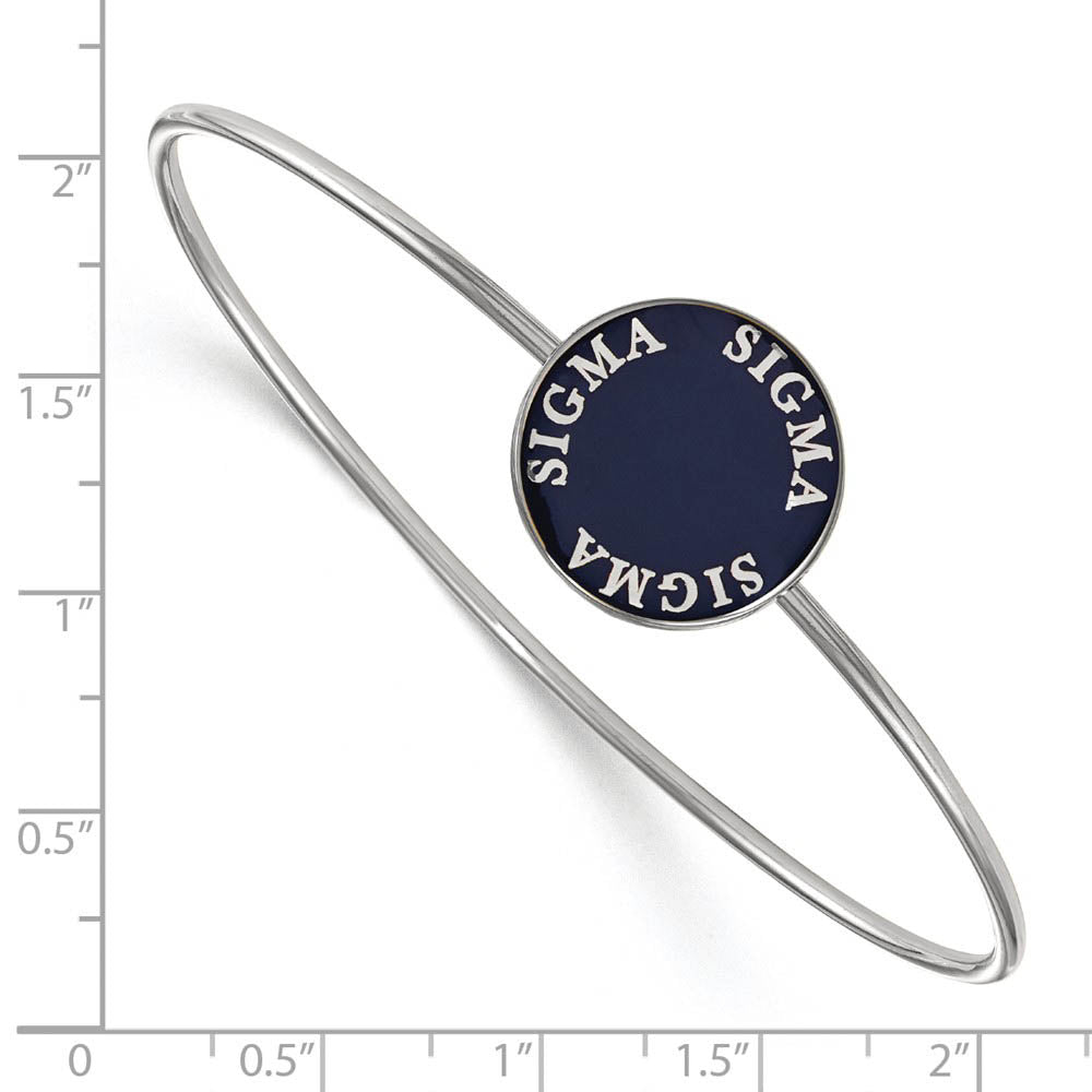 Alternate view of the Sterling Silver Sigma Sigma Sigma Blue Enamel Bangle - 7 in. by The Black Bow Jewelry Co.