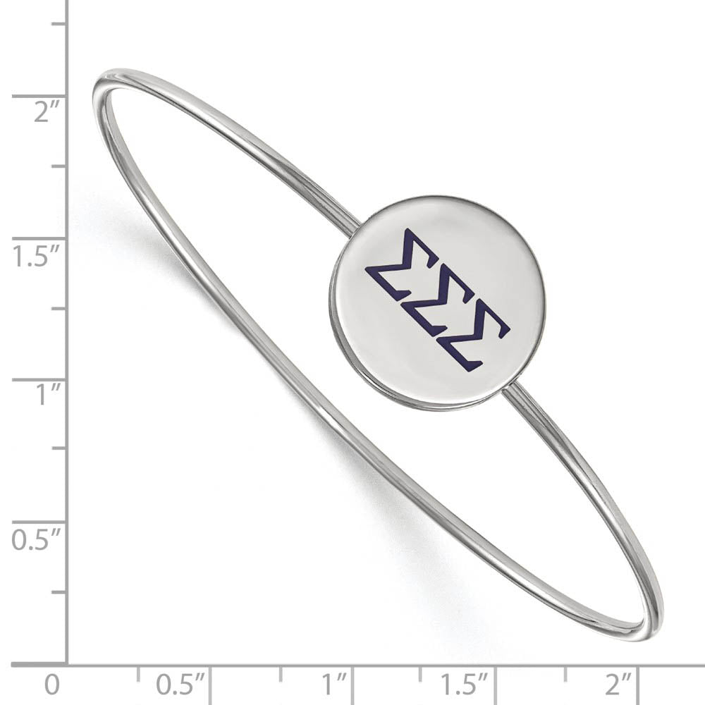 Alternate view of the Sterling Silver Sigma Sigma Sigma Enamel Greek Letters Bangle - 7 in. by The Black Bow Jewelry Co.