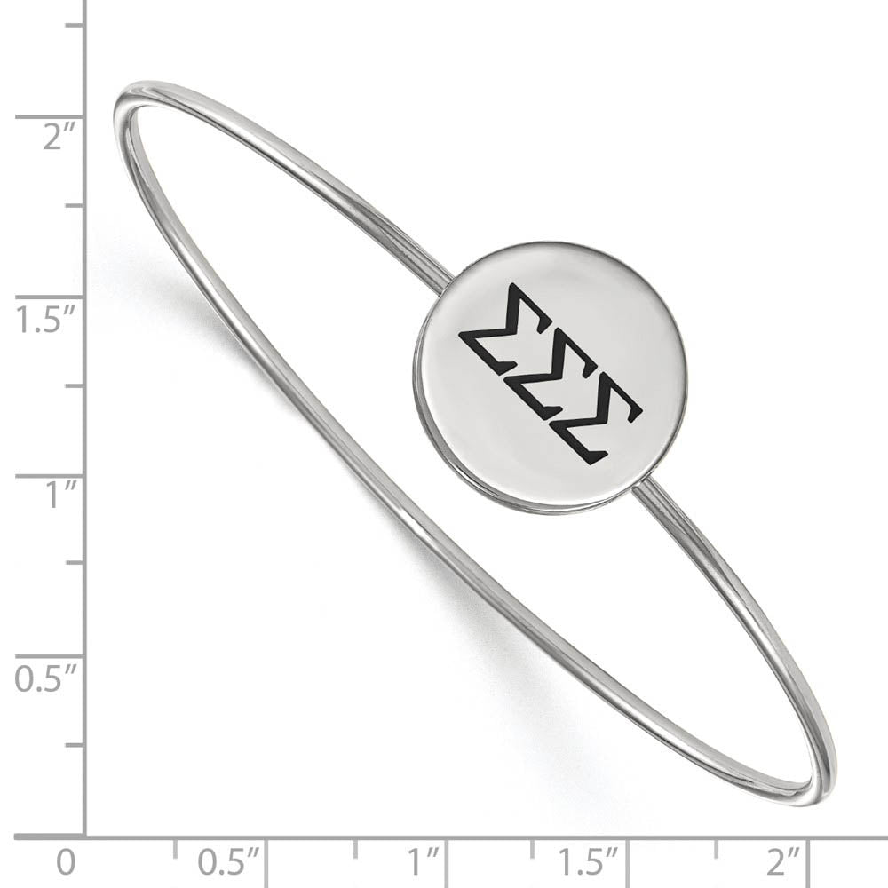 Alternate view of the Sterling Silver Sigma Sigma Sigma Enamel Black Greek Bangle - 7 in. by The Black Bow Jewelry Co.