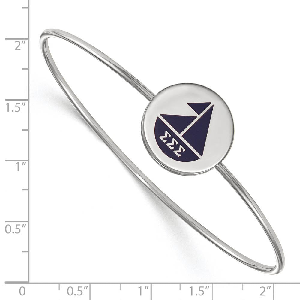 Alternate view of the Sterling Silver Sigma Sigma Sigma Enamel Sailboat Bangle - 7 in. by The Black Bow Jewelry Co.