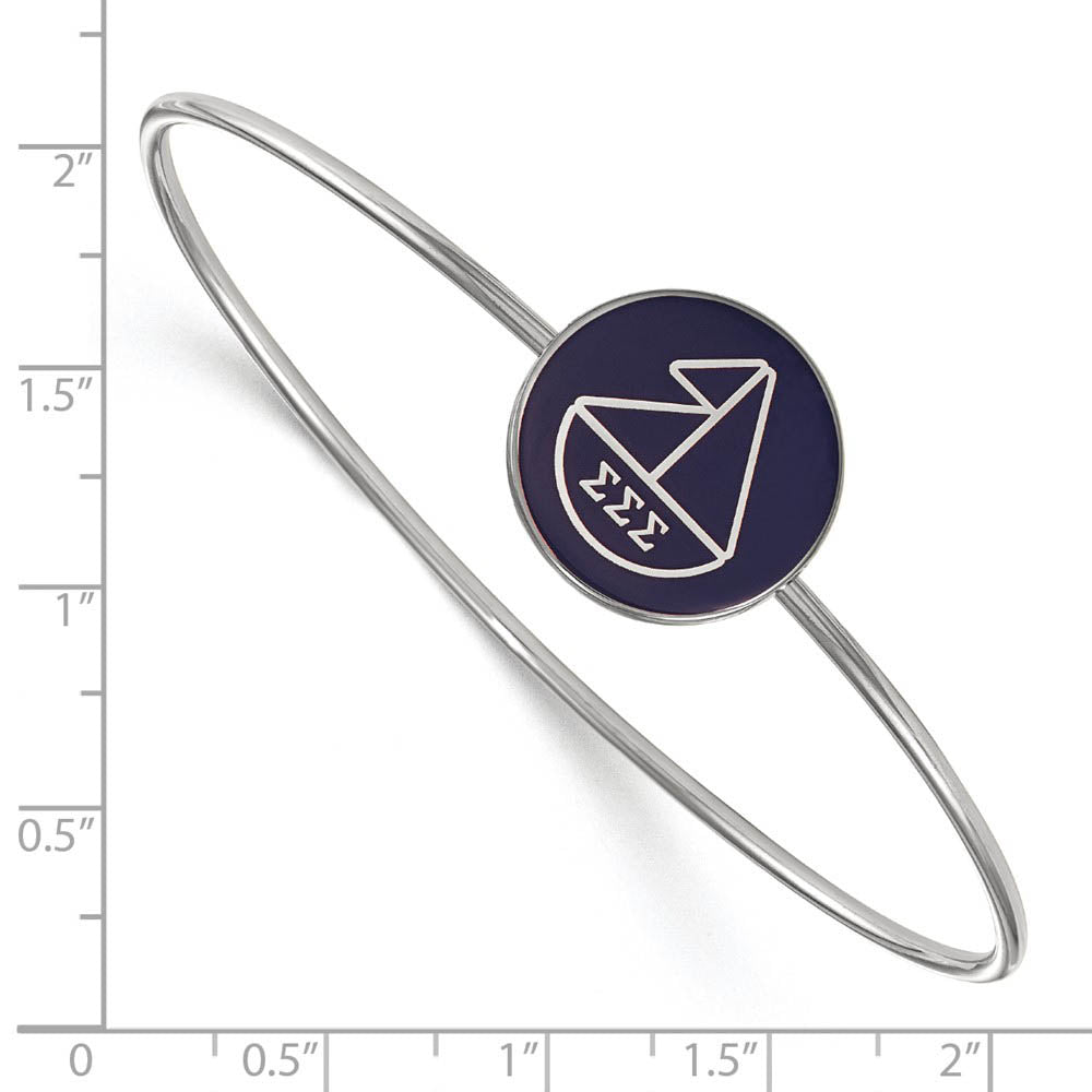 Alternate view of the Sterling Silver Sigma Sigma Sigma Enamel Bangle - 7 in. by The Black Bow Jewelry Co.