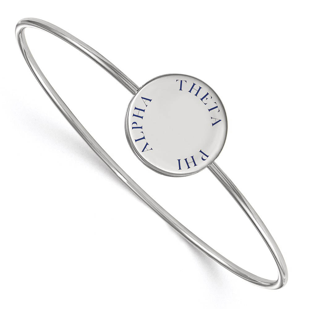 Sterling Silver Theta Phi Alpha Enamel Blue Letters Bangle - 7 in., Item B15303 by The Black Bow Jewelry Co.