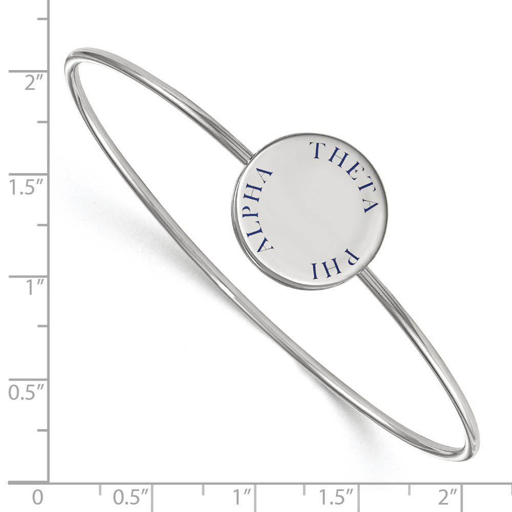 Alternate view of the Sterling Silver Theta Phi Alpha Enamel Blue Letters Bangle - 7 in. by The Black Bow Jewelry Co.