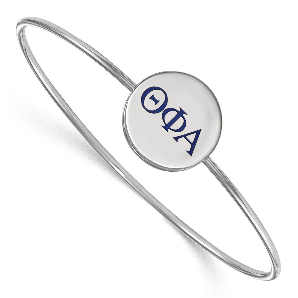 Sterling Silver Theta Phi Alpha Enamel Greek Letters Bangle - 7 in., Item B15305 by The Black Bow Jewelry Co.