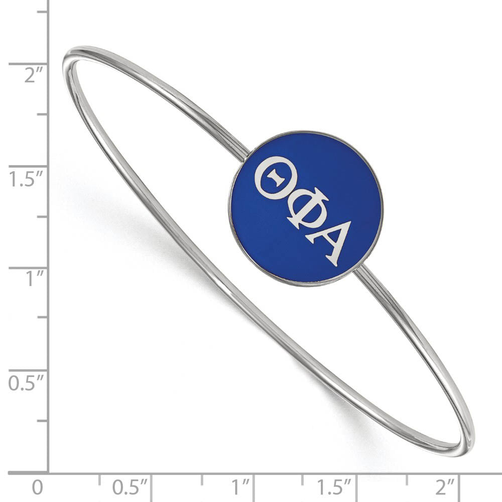 Alternate view of the Sterling Silver Theta Phi Alpha Blue Enamel Greek Bangle - 7 in. by The Black Bow Jewelry Co.