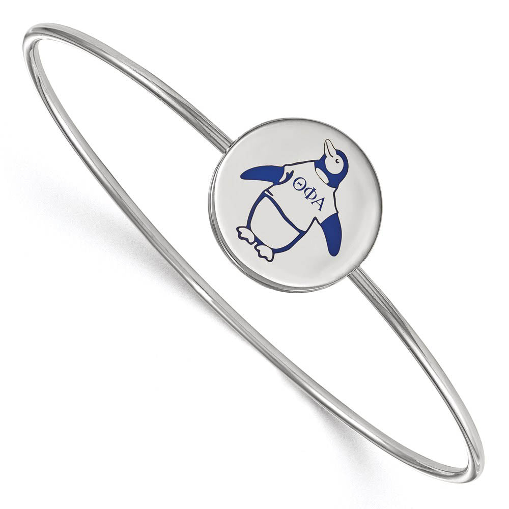 Sterling Silver Theta Phi Alpha Enamel Penguin Bangle - 7 in., Item B15308 by The Black Bow Jewelry Co.