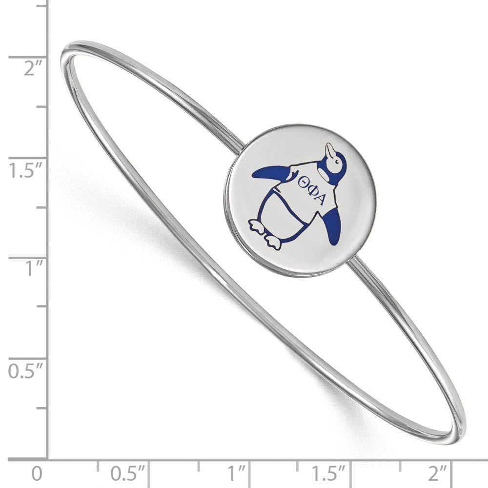 Alternate view of the Sterling Silver Theta Phi Alpha Enamel Penguin Bangle - 7 in. by The Black Bow Jewelry Co.