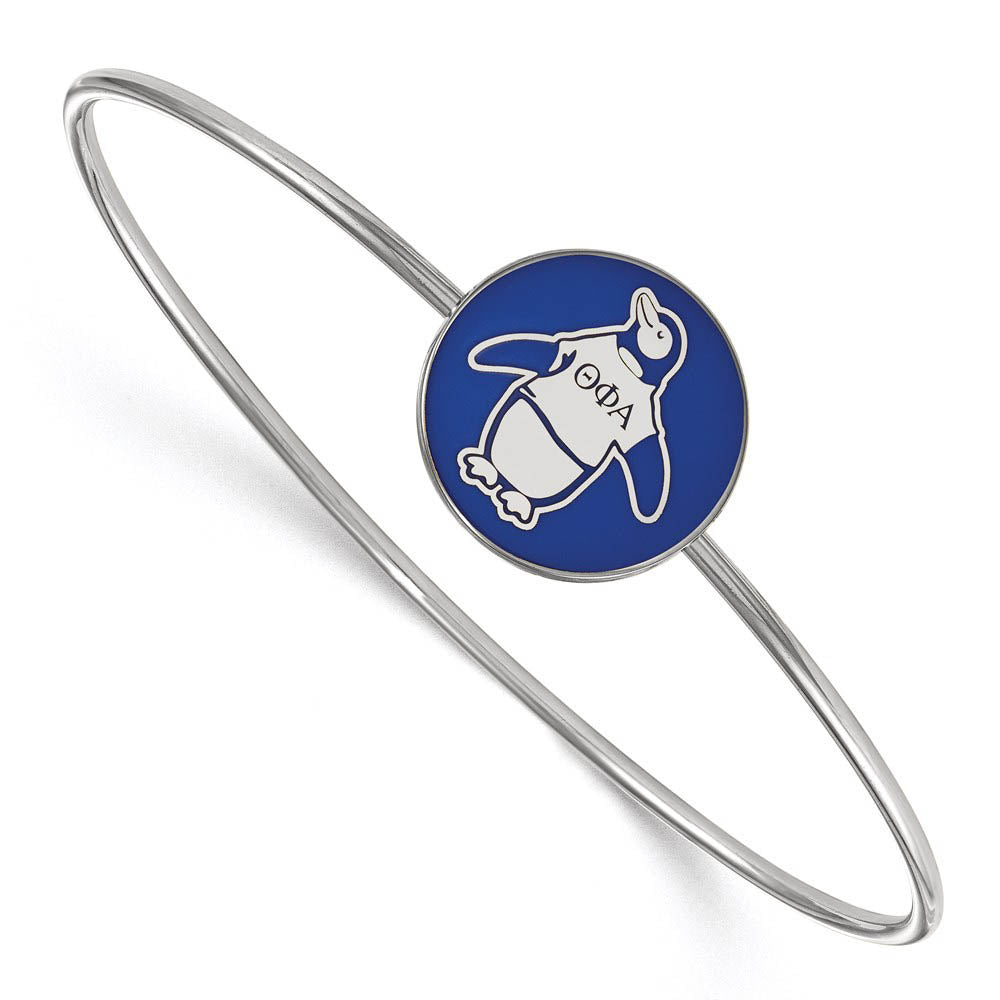 Sterling Silver Theta Phi Alpha Blue Enamel Penguin Bangle - 7 in., Item B15309 by The Black Bow Jewelry Co.