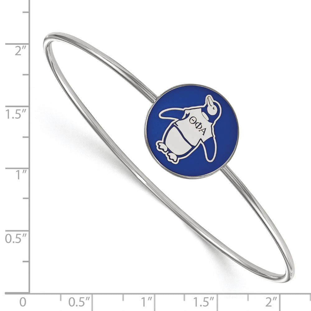 Alternate view of the Sterling Silver Theta Phi Alpha Blue Enamel Penguin Bangle - 7 in. by The Black Bow Jewelry Co.