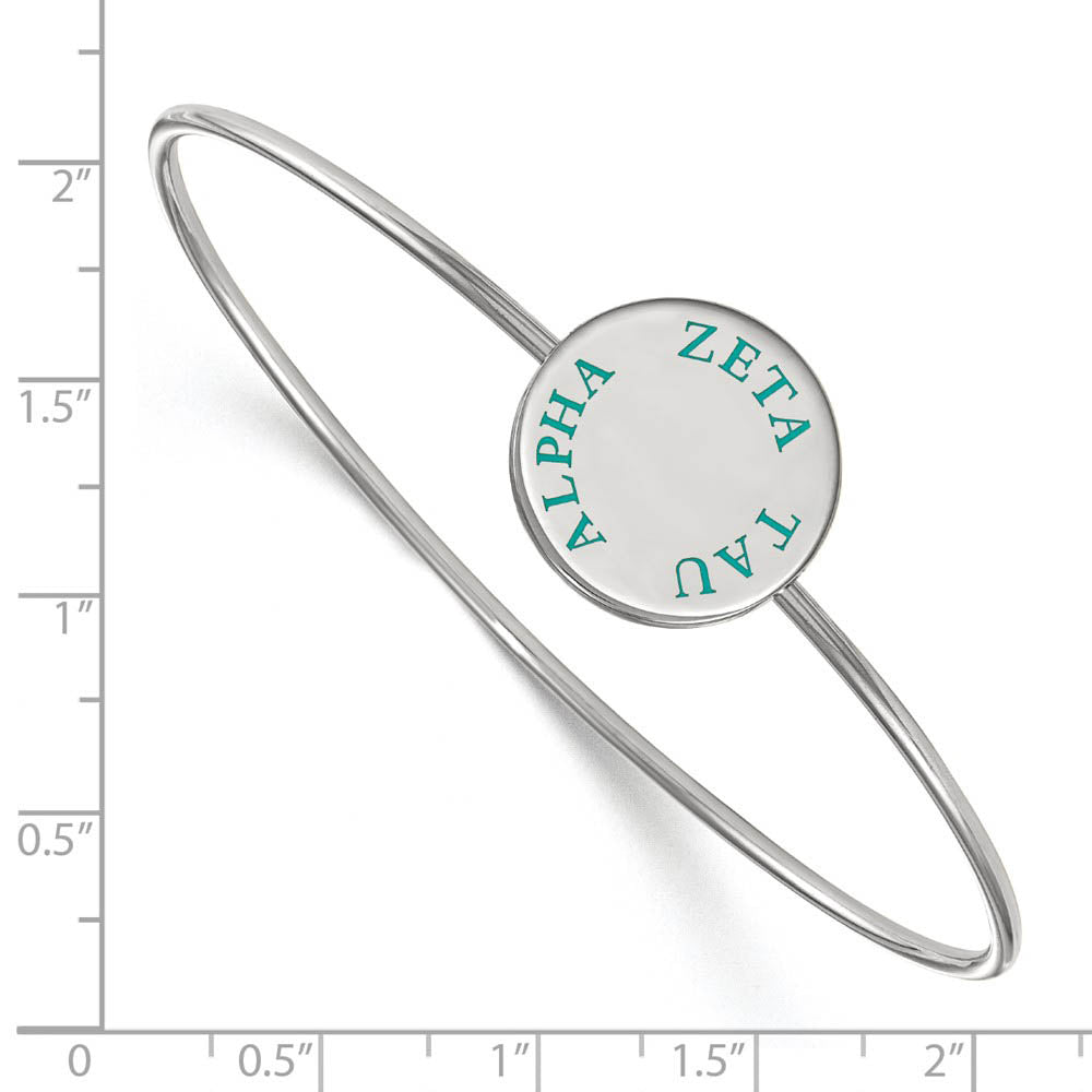 Alternate view of the Sterling Silver Zeta Tau Alpha Enamel Teal Letters Bangle - 7 in. by The Black Bow Jewelry Co.