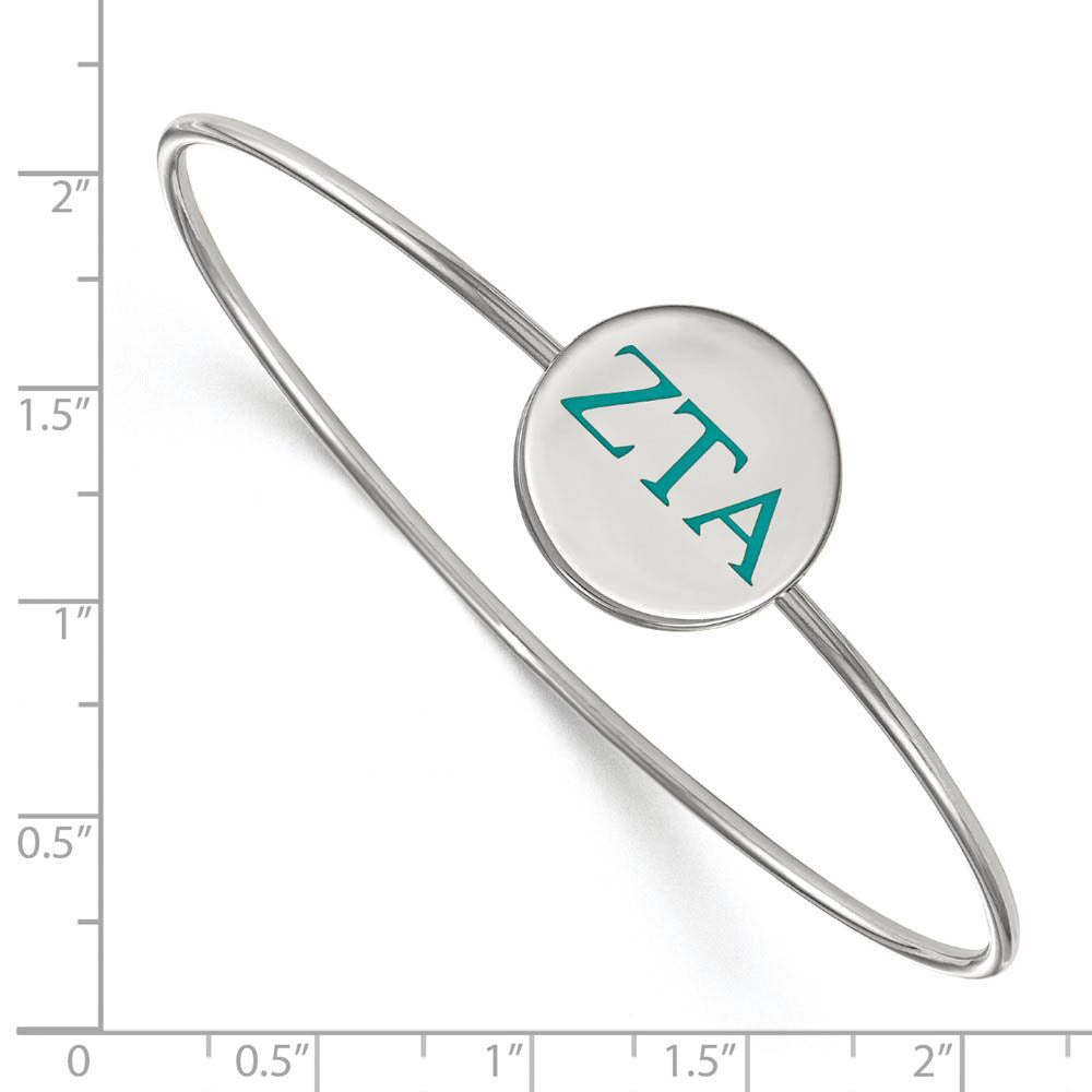 Alternate view of the Sterling Silver Zeta Tau Alpha Enamel Teal Greek Letter Bangle - 7 in. by The Black Bow Jewelry Co.