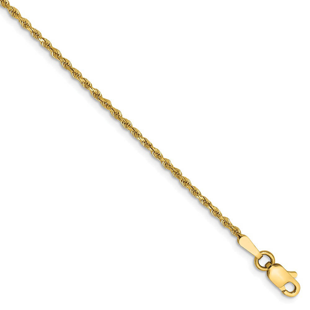 1.5mm 14k Yellow Gold Diamond Cut Solid Rope Chain Bracelet, Item B15514 by The Black Bow Jewelry Co.