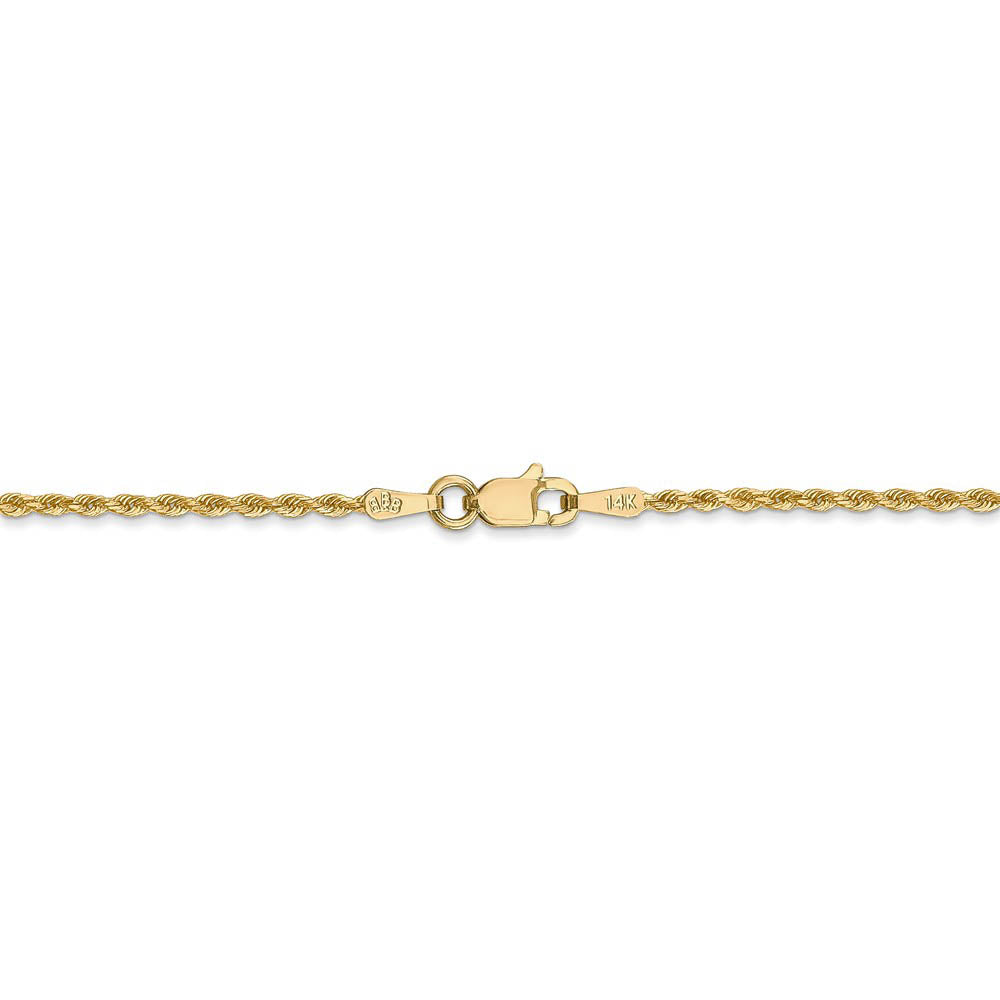 Alternate view of the 1.5mm 14k Yellow Gold Diamond Cut Solid Rope Chain Bracelet by The Black Bow Jewelry Co.