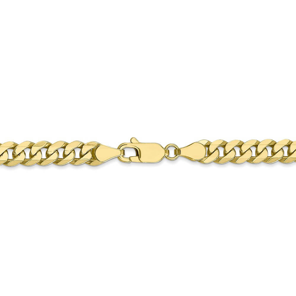 Alternate view of the 5.75mm 10k Yellow Gold Flat Beveled Curb Chain Bracelet by The Black Bow Jewelry Co.