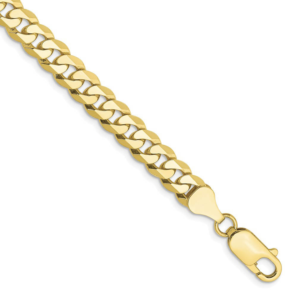 Men's 6.25mm 10k Yellow Gold Flat Beveled Curb Chain Bracelet, Item B15529 by The Black Bow Jewelry Co.