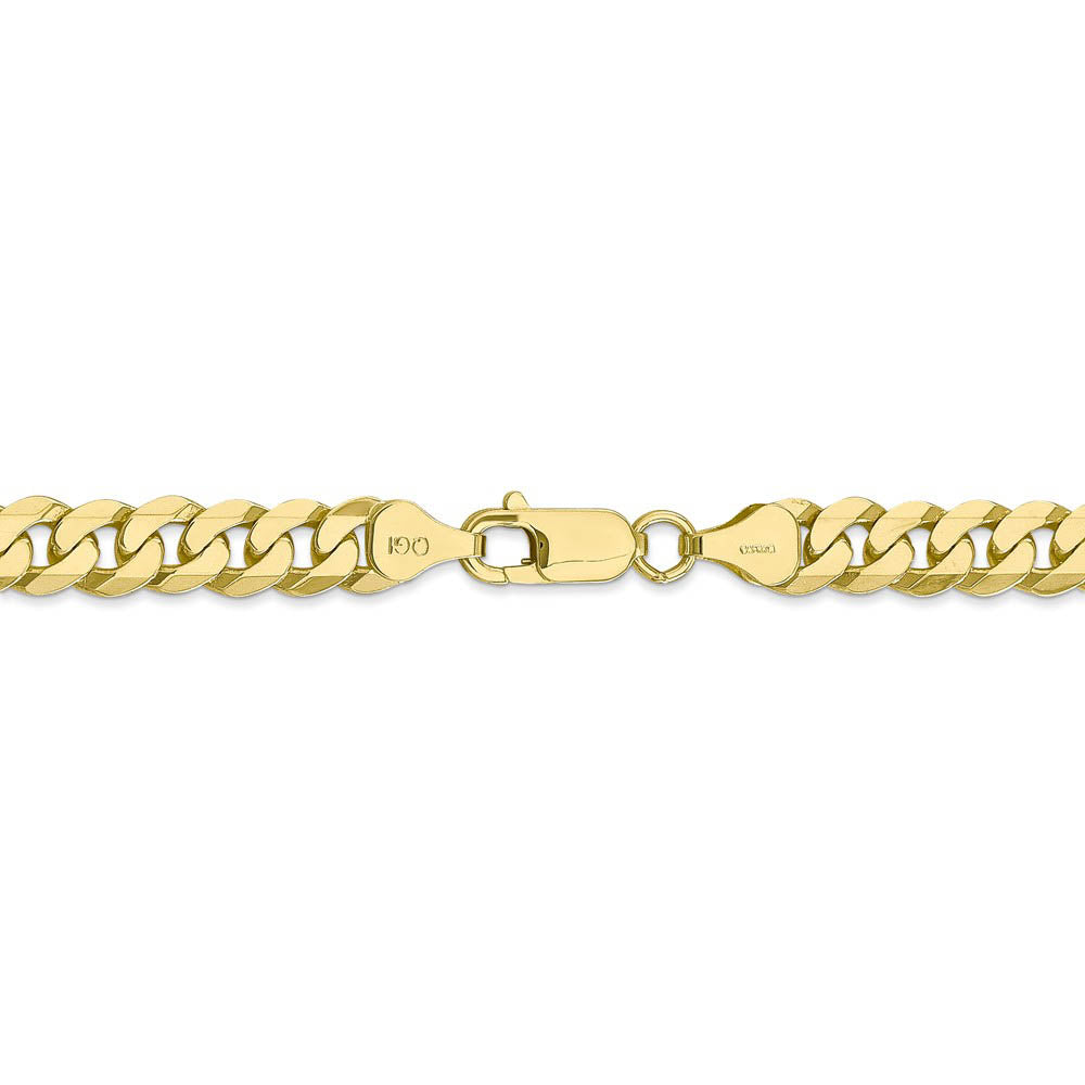 Alternate view of the Men's 6.75mm 10k Yellow Gold Flat Beveled Curb Chain Bracelet by The Black Bow Jewelry Co.
