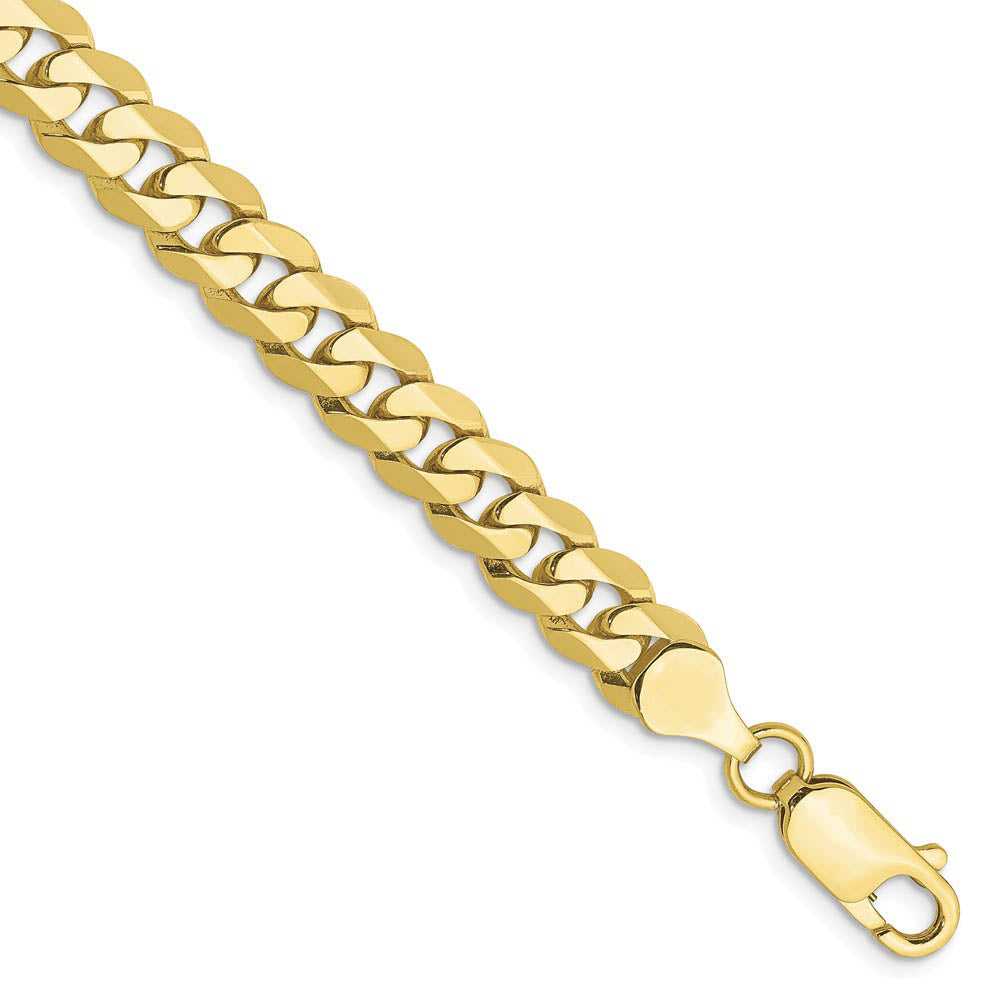 Men's 6.75mm 10k Yellow Gold Flat Beveled Curb Chain Bracelet