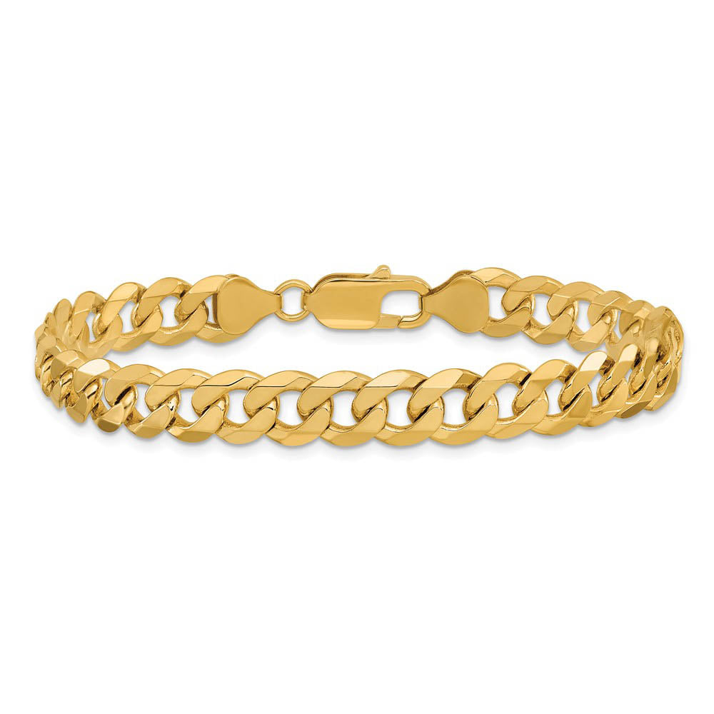 Alternate view of the Men's 7.75mm 10k Yellow Gold Flat Beveled Curb Chain Bracelet by The Black Bow Jewelry Co.