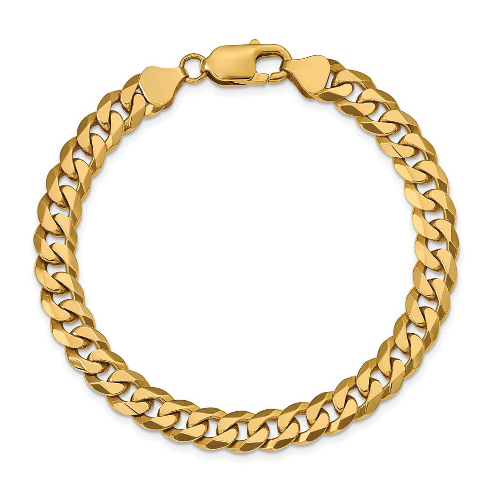 Alternate view of the Men's 7.75mm 10k Yellow Gold Flat Beveled Curb Chain Bracelet by The Black Bow Jewelry Co.