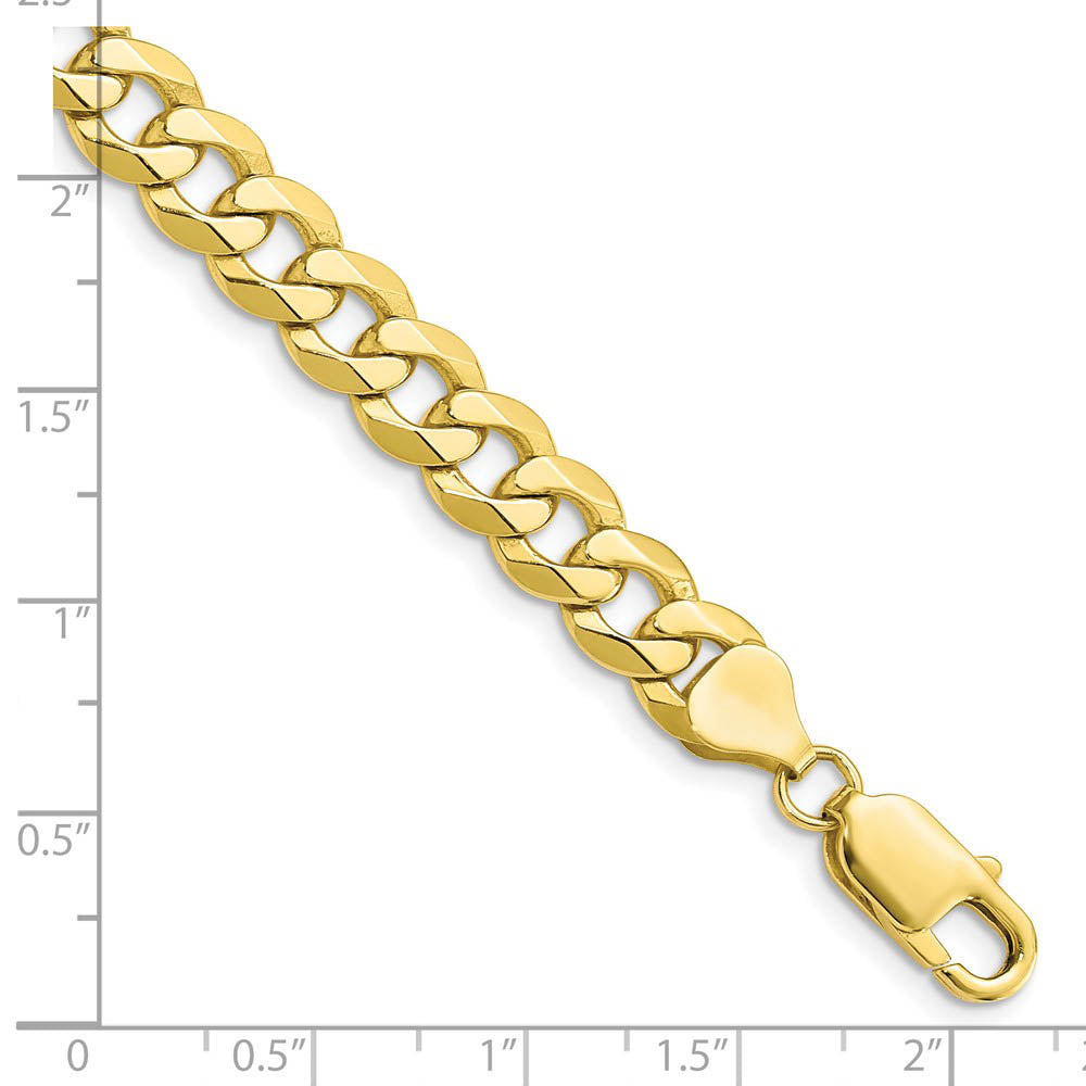 Alternate view of the Men's 7.75mm 10k Yellow Gold Flat Beveled Curb Chain Bracelet by The Black Bow Jewelry Co.