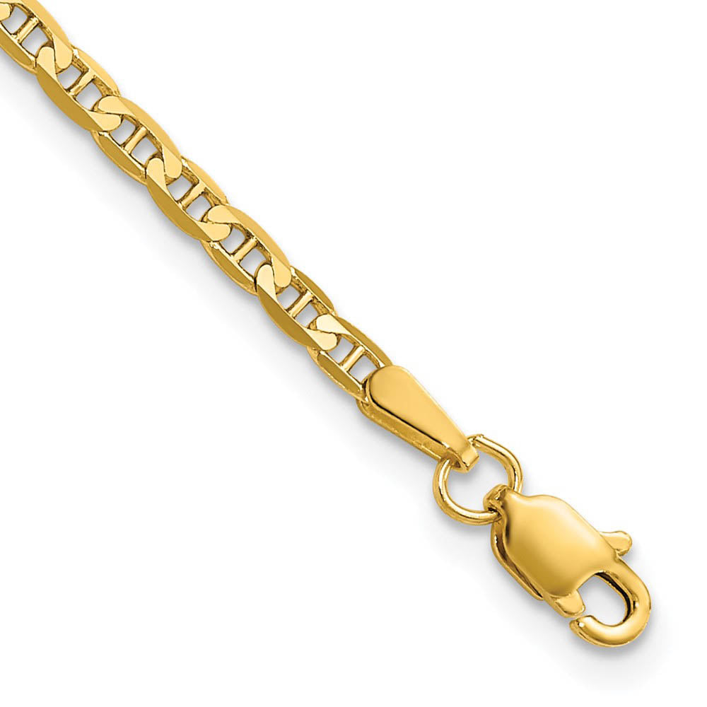 10k Yellow Gold 2.4mm Flat Anchor Chain Bracelet, Item B15533 by The Black Bow Jewelry Co.