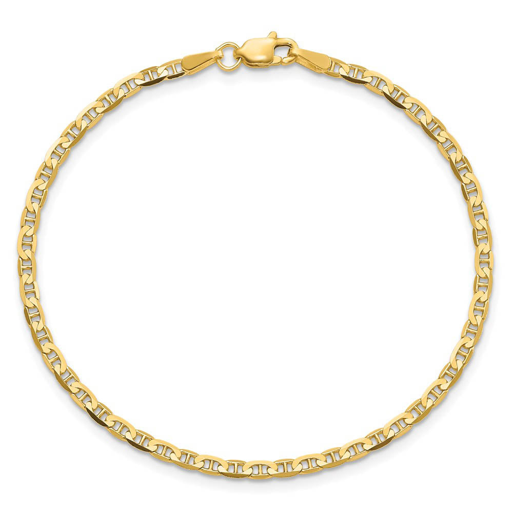 Alternate view of the 10k Yellow Gold 2.4mm Flat Anchor Chain Bracelet by The Black Bow Jewelry Co.
