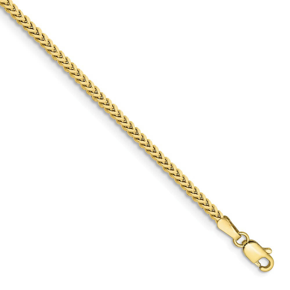 2mm 10k Yellow Gold Solid Franco Chain Bracelet