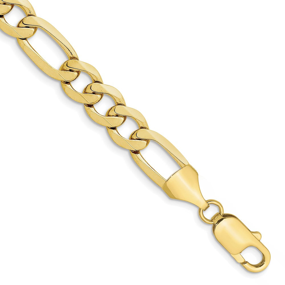 Men&#39;s 10mm 10k Yellow Gold Solid Concave Figaro Chain Bracelet, Item B15538 by The Black Bow Jewelry Co.