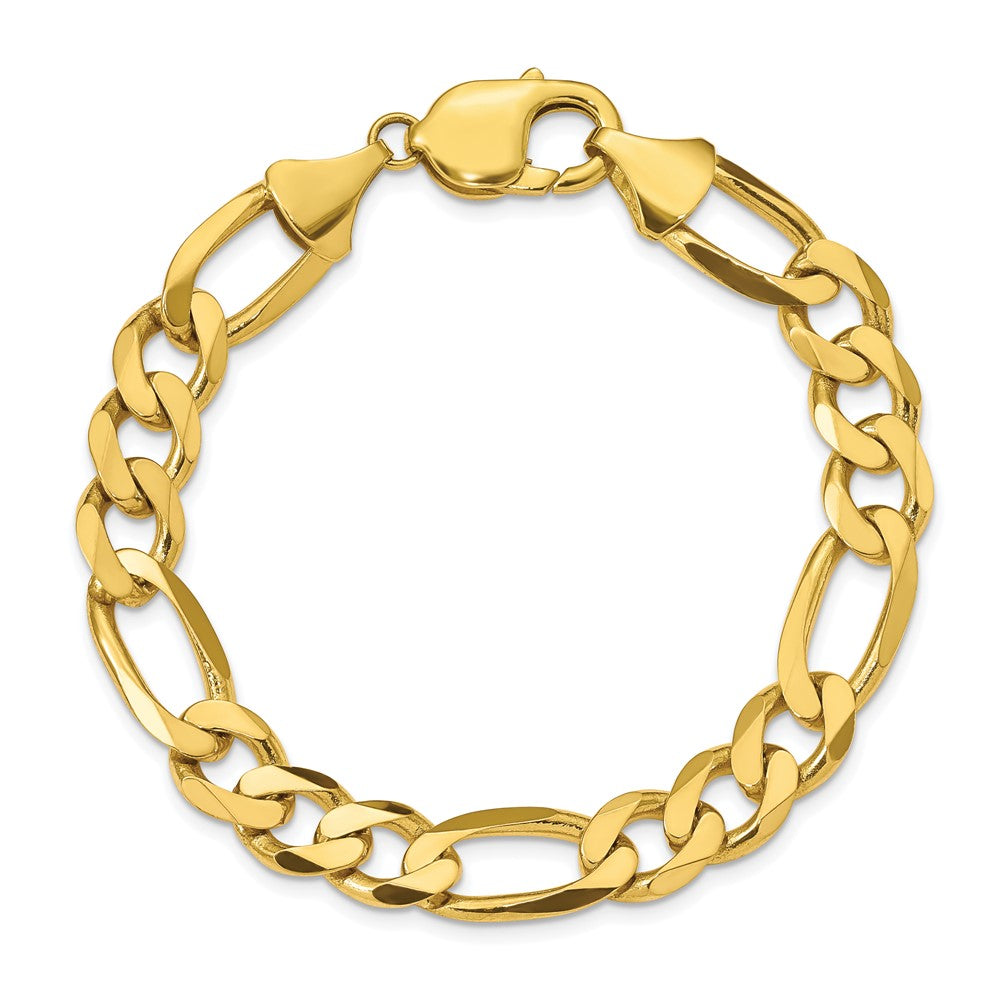 Alternate view of the Men&#39;s 10mm 10k Yellow Gold Solid Concave Figaro Chain Bracelet by The Black Bow Jewelry Co.