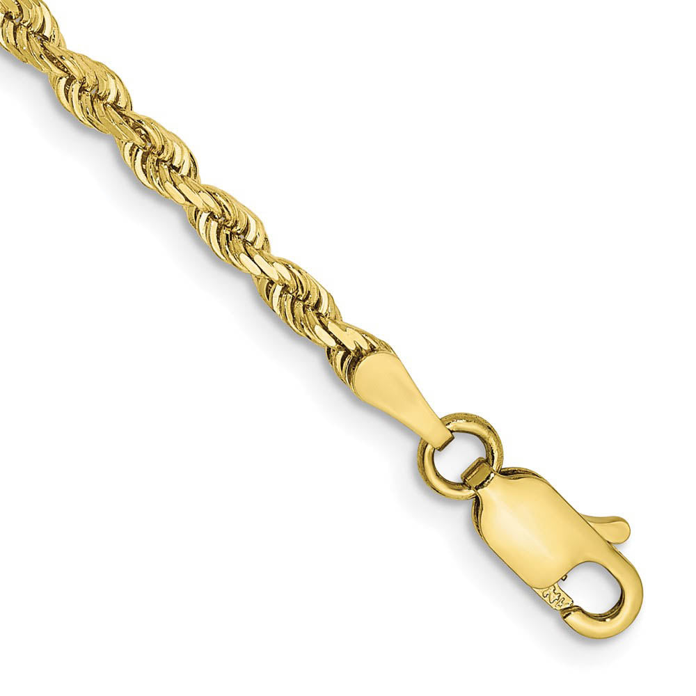 2.75mm 10k Yellow Gold D/C Quadruple Rope Chain Bracelet, Item B15543 by The Black Bow Jewelry Co.