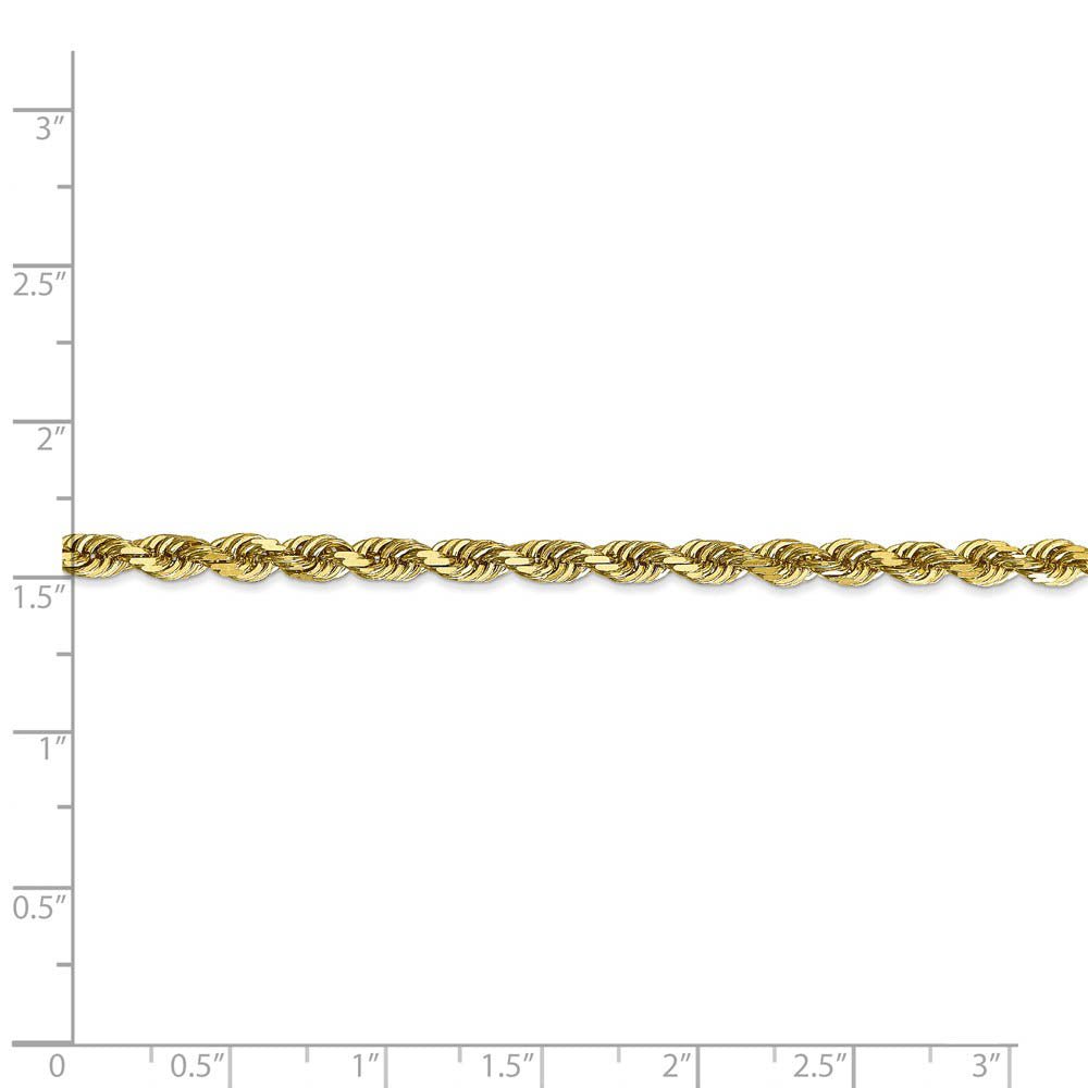 Alternate view of the 4mm 10k Yellow Gold D/C Quadruple Rope Chain Bracelet by The Black Bow Jewelry Co.