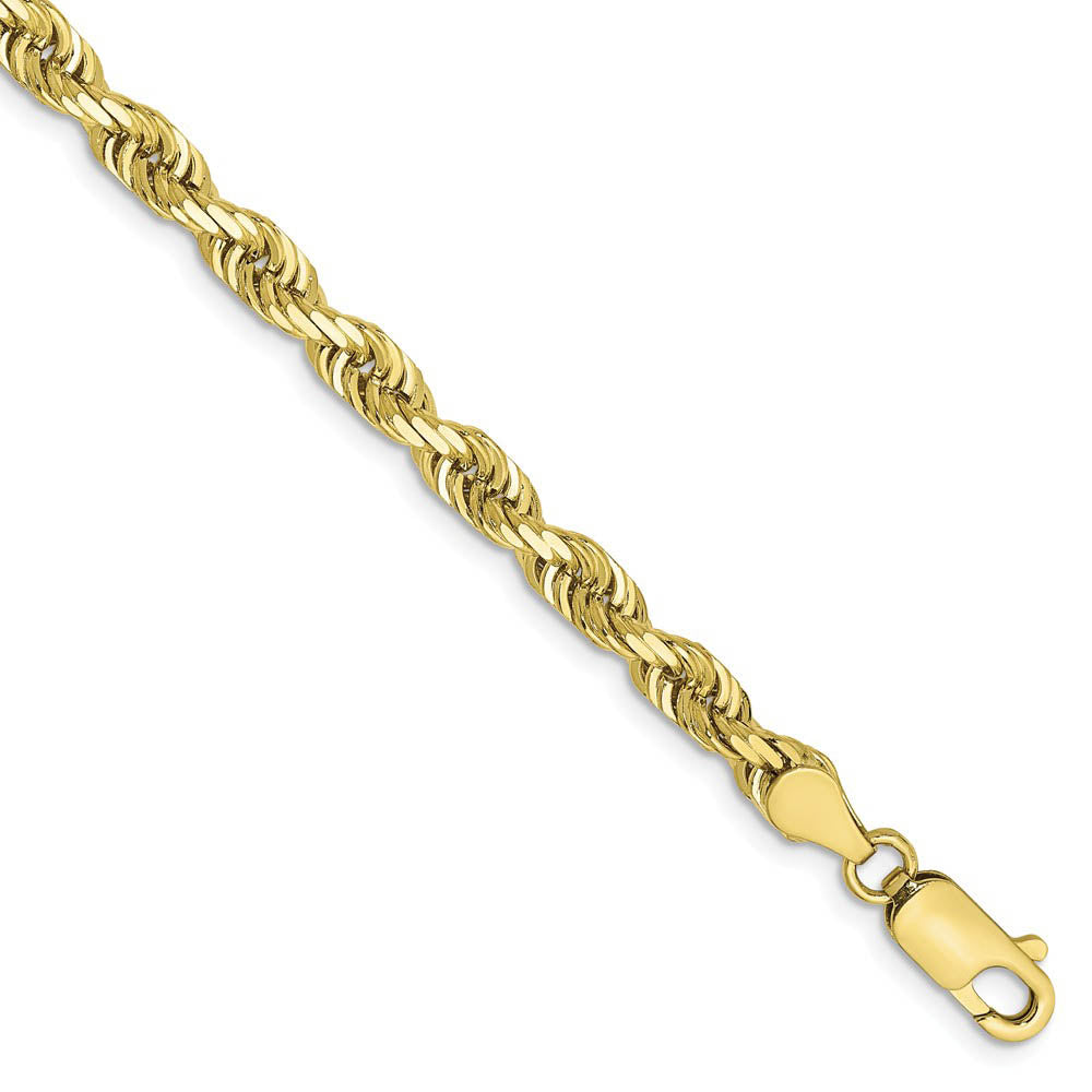 4.5mm 10k Yellow Gold D/C Quadruple Rope Chain Bracelet, Item B15547 by The Black Bow Jewelry Co.