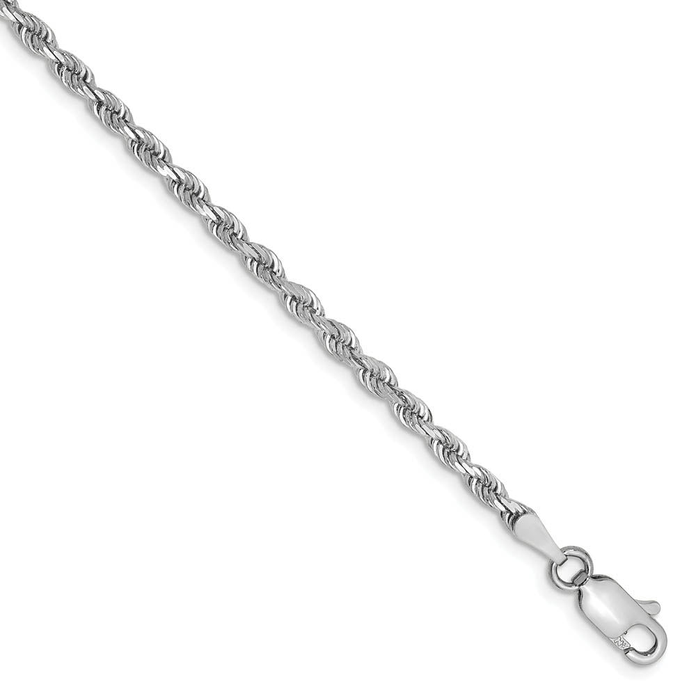 Alternate view of the 2.75mm 10k White Gold D/C Quadruple Rope Chain Bracelet by The Black Bow Jewelry Co.