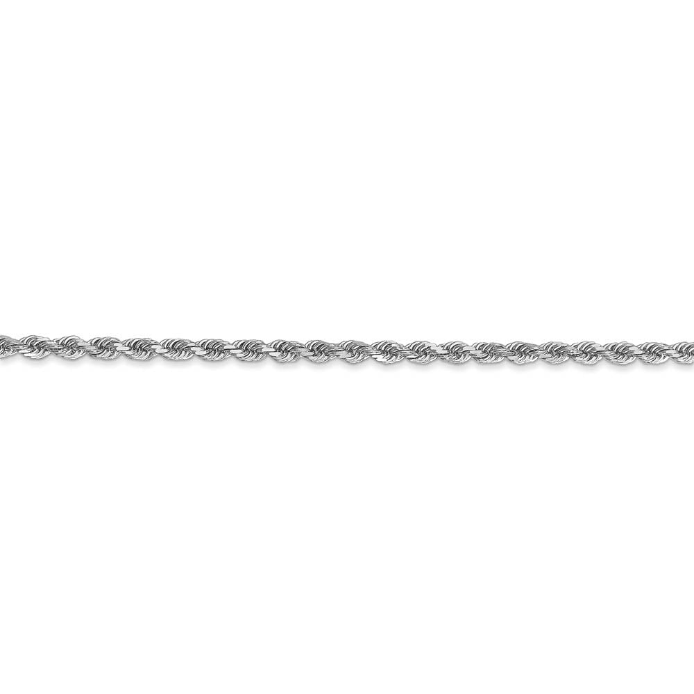 Alternate view of the 2.5mm 14k White Gold Solid Diamond Cut Rope Chain Bracelet by The Black Bow Jewelry Co.