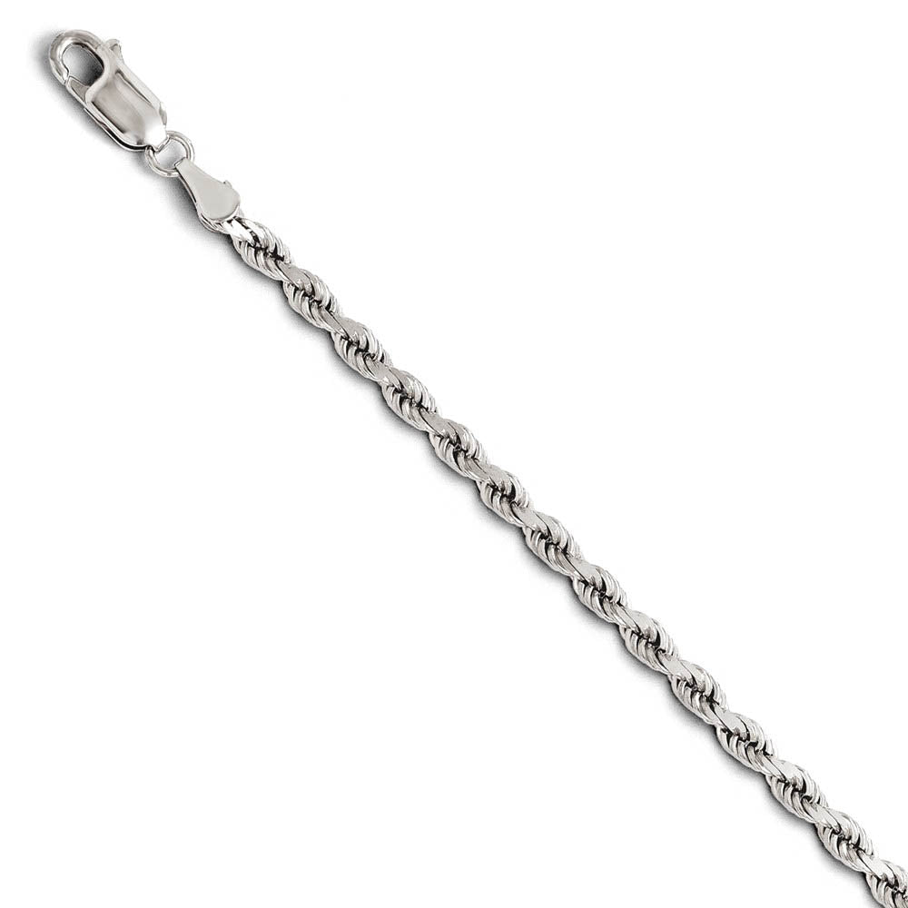 3mm 14k White Gold Solid Diamond Cut Rope Chain Bracelet, Item B15560 by The Black Bow Jewelry Co.