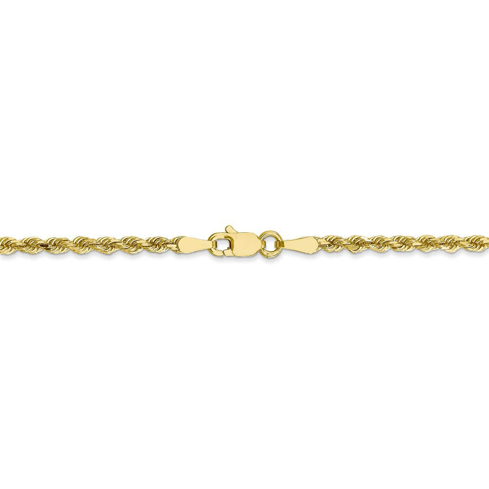 Alternate view of the 2.5mm 10k Yellow Gold Solid Diamond Cut Rope Chain Bracelet by The Black Bow Jewelry Co.