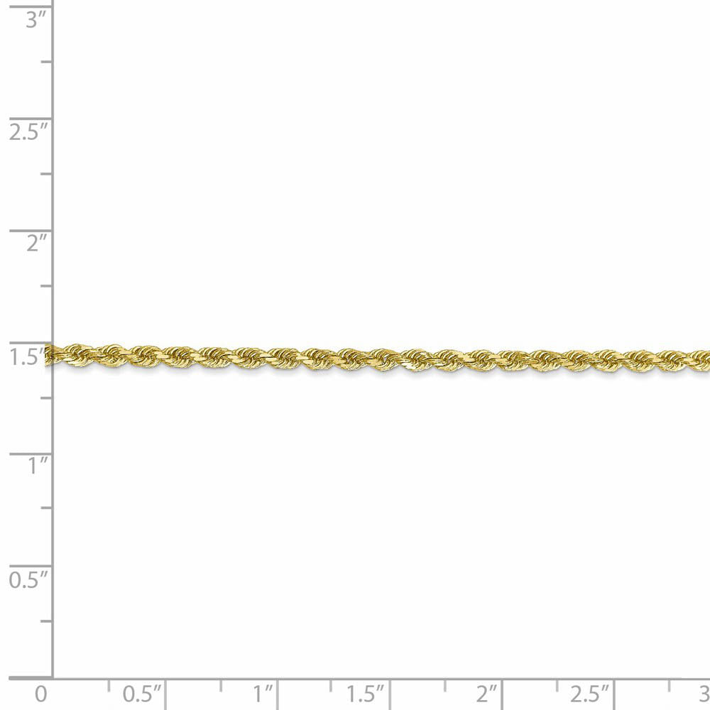 Alternate view of the 2.5mm 10k Yellow Gold Solid Diamond Cut Rope Chain Bracelet by The Black Bow Jewelry Co.