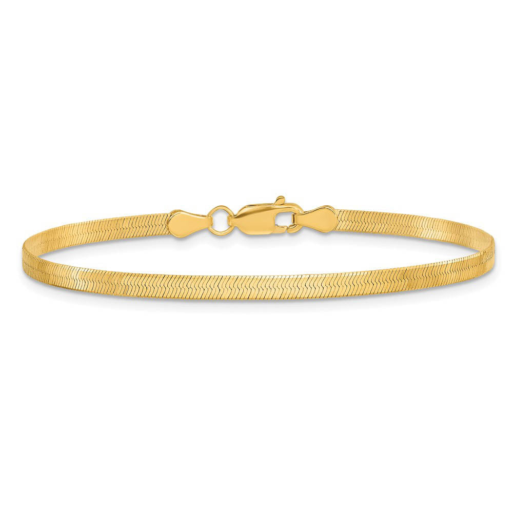 Alternate view of the 3mm 10k Yellow Gold Solid Herringbone Chain Bracelet by The Black Bow Jewelry Co.