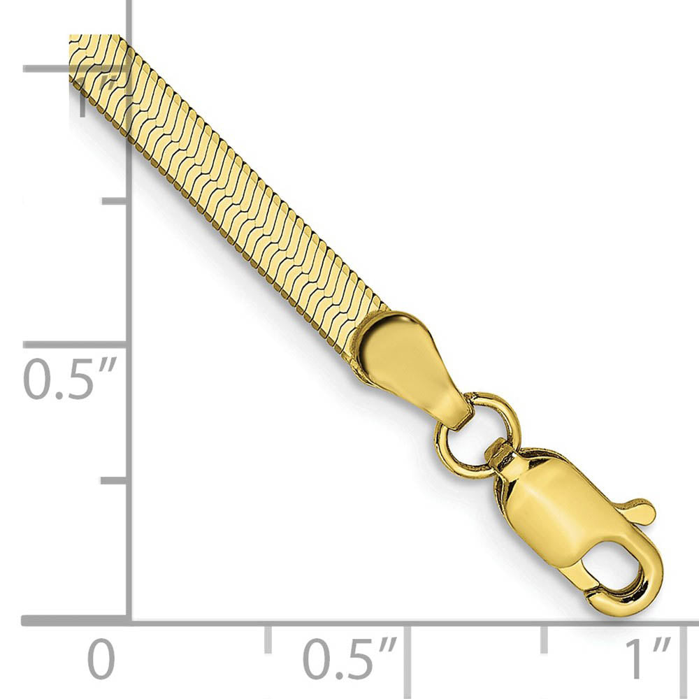 Alternate view of the 3mm 10k Yellow Gold Solid Herringbone Chain Bracelet by The Black Bow Jewelry Co.