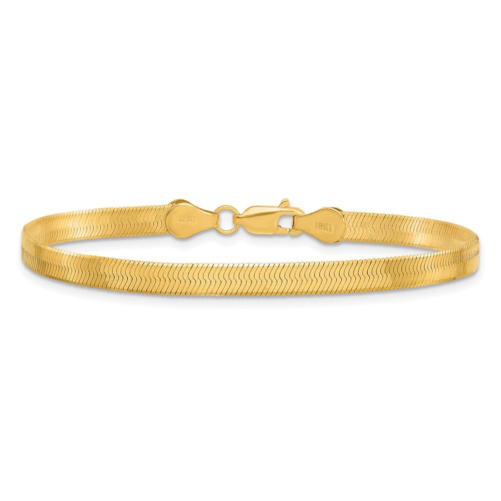 Alternate view of the 4mm 10k Yellow Gold Solid Herringbone Chain Bracelet by The Black Bow Jewelry Co.