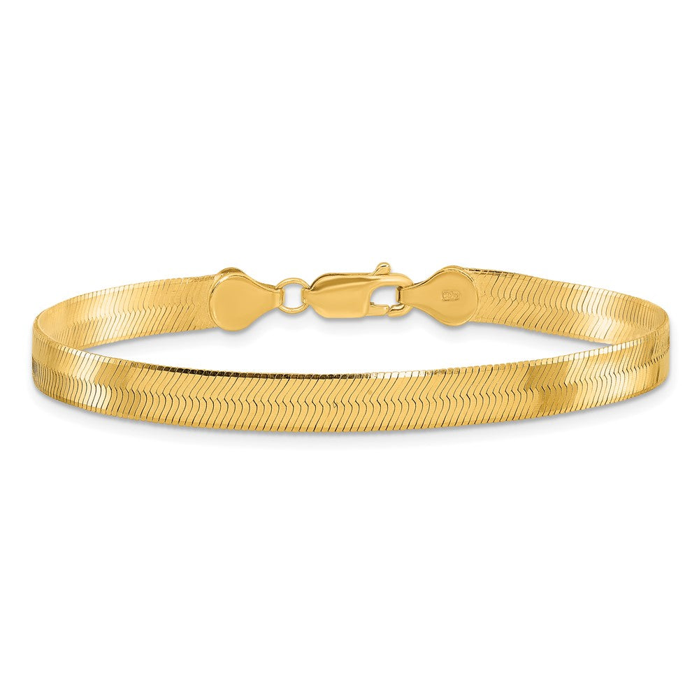 Alternate view of the 5.5mm 10k Yellow Gold Solid Herringbone Chain Bracelet by The Black Bow Jewelry Co.