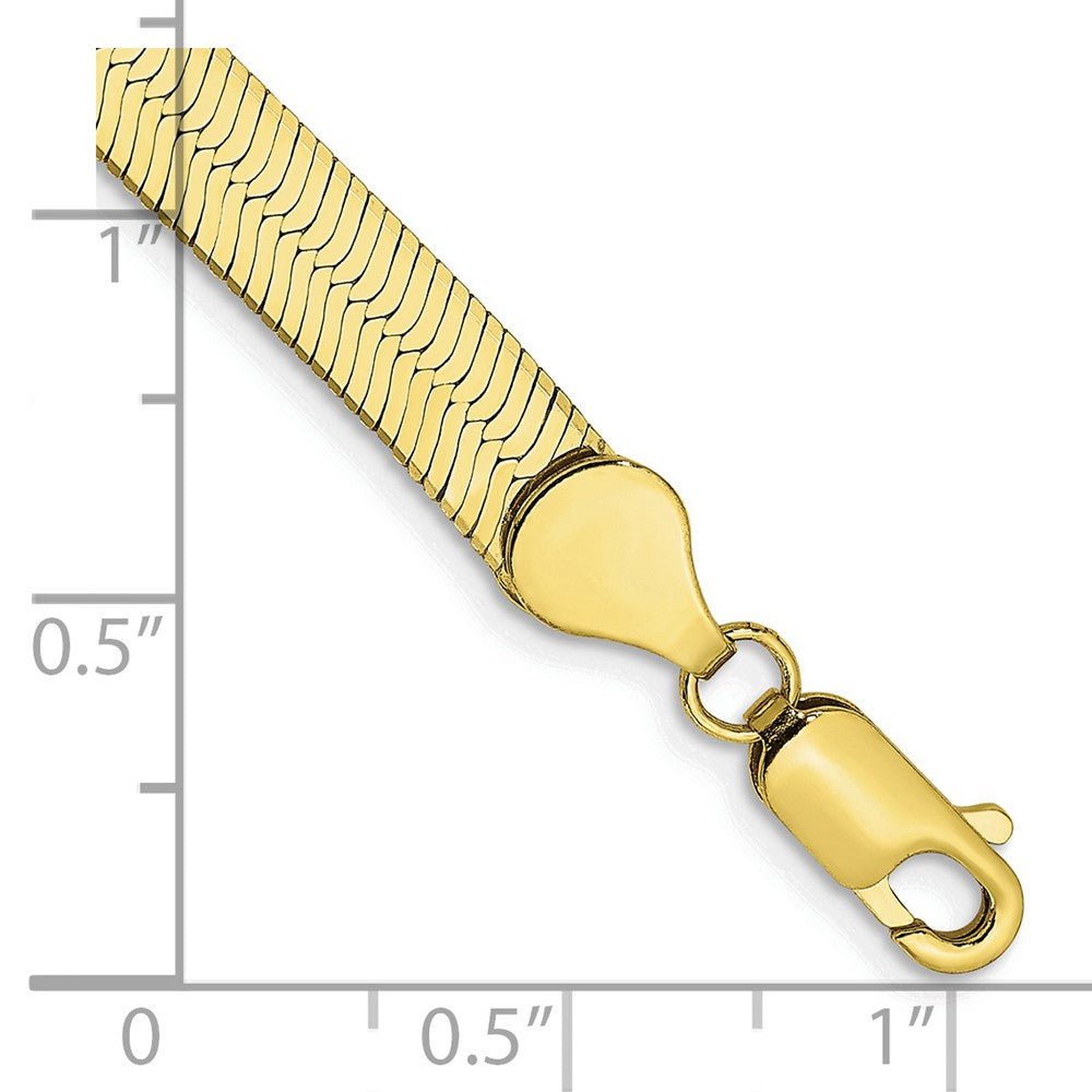 Alternate view of the 5.5mm 10k Yellow Gold Solid Herringbone Chain Bracelet by The Black Bow Jewelry Co.