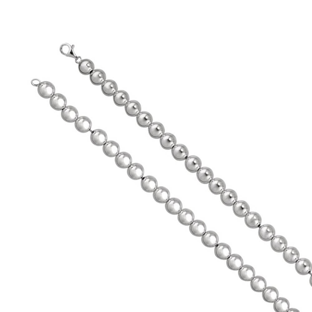 Sterling Silver 10mm (3/8 Inch) Hollow Bead Chain Bracelet, 8 Inch, Item B15569 by The Black Bow Jewelry Co.