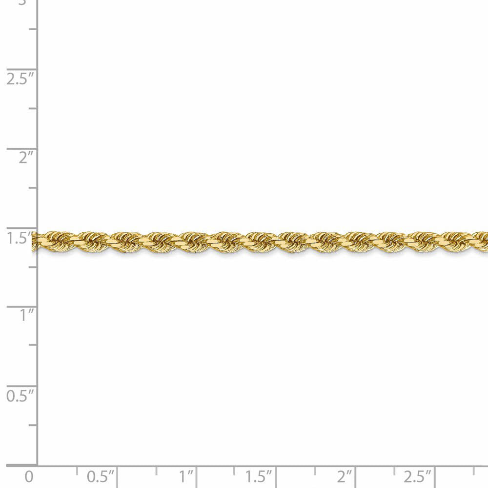 Alternate view of the 3.5mm 14k Yellow Gold Solid Diamond Cut Rope Chain Bracelet, 8 inch by The Black Bow Jewelry Co.
