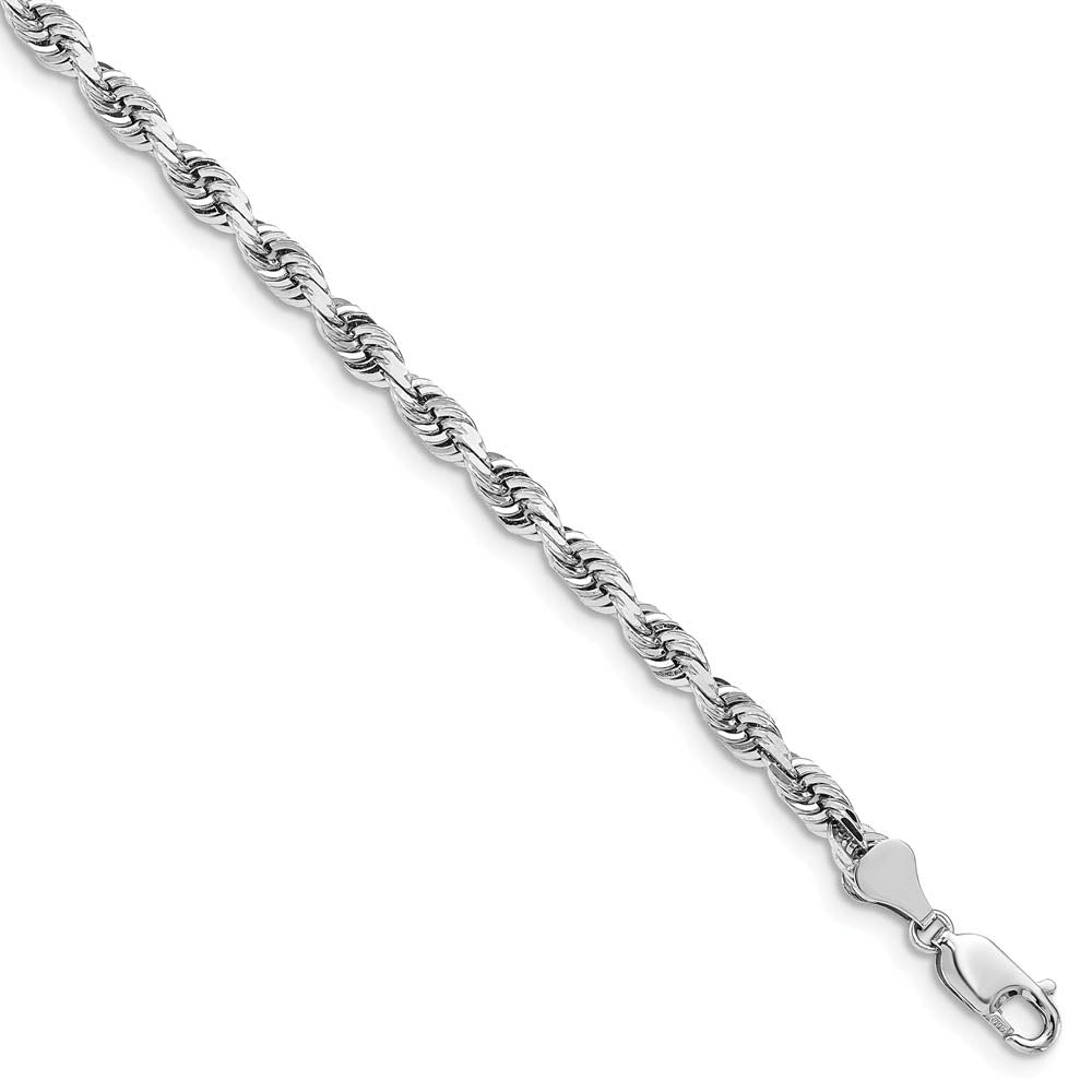 5mm, 14k White Gold D/C Quadruple Rope Chain Bracelet, Item B15582 by The Black Bow Jewelry Co.