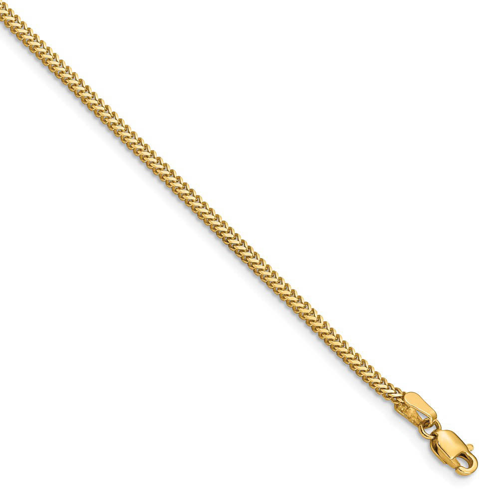 1.4mm 14k Yellow Gold Solid Franco Chain Bracelet, Item B15584 by The Black Bow Jewelry Co.