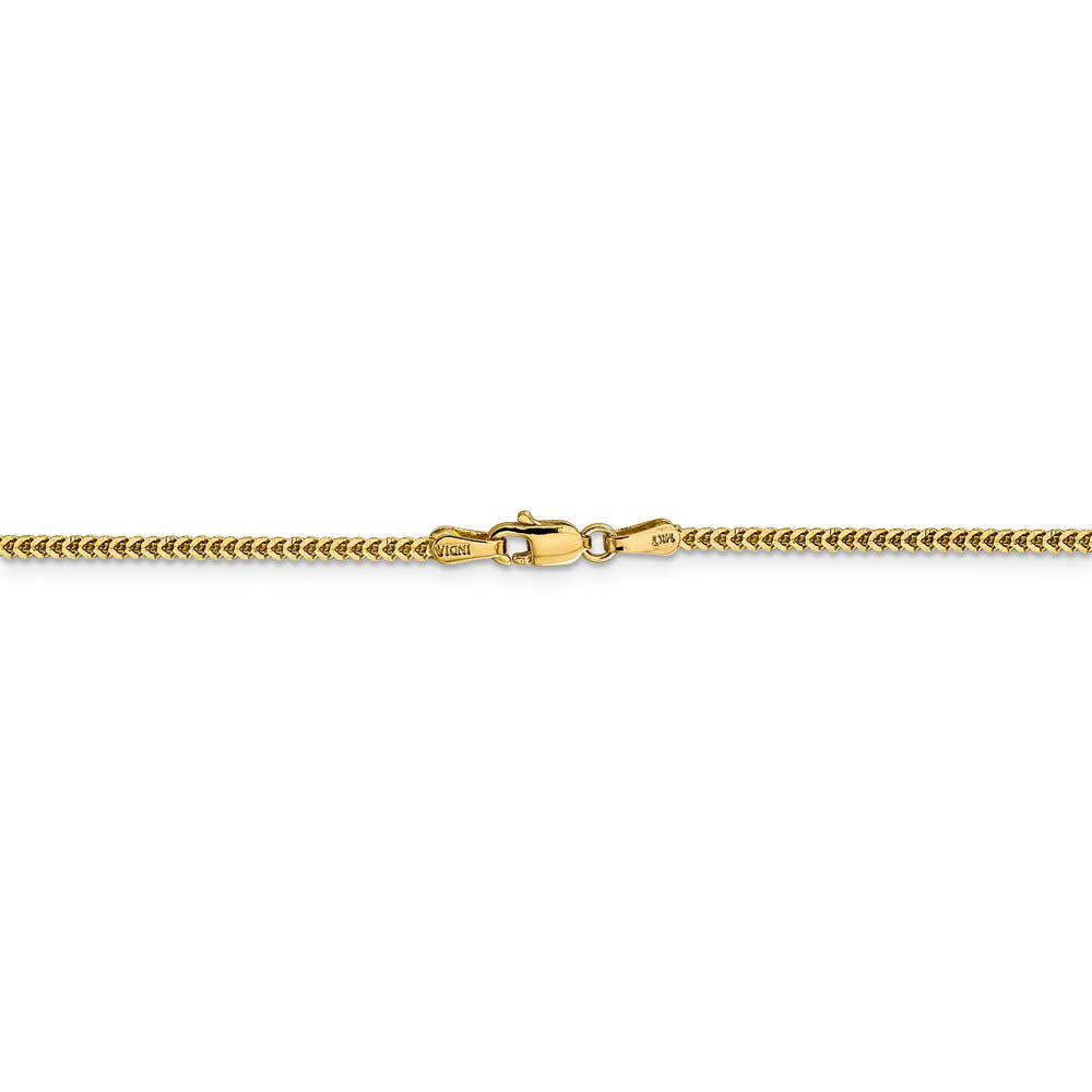 Alternate view of the 1.4mm 14k Yellow Gold Solid Franco Chain Bracelet by The Black Bow Jewelry Co.