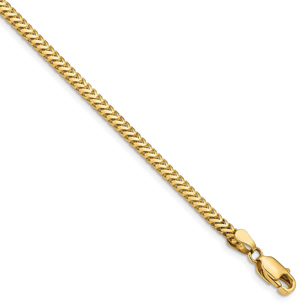 2.25mm 14k Yellow Gold Solid Franco Chain Bracelet, Item B15585 by The Black Bow Jewelry Co.